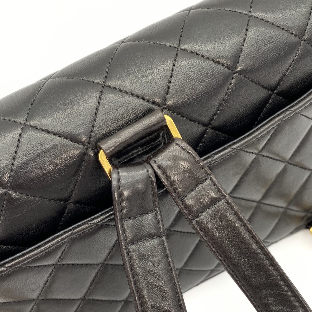 Cashel, 3 Series Matelasse 25 Backpack Black Lambskin with seal and card