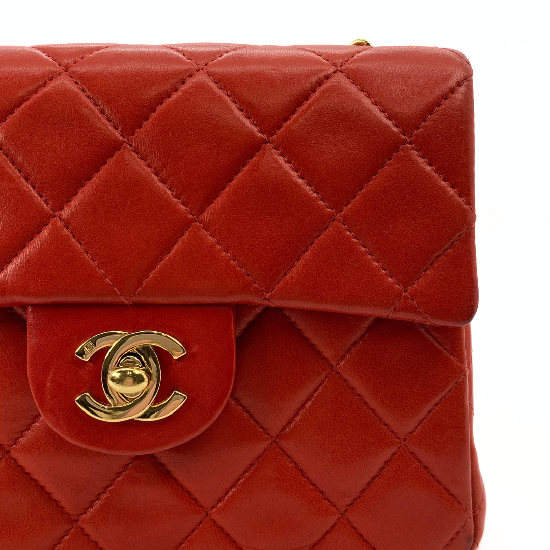 Lola, 6 Series Mini Square 17 Red Lambskin with seal only