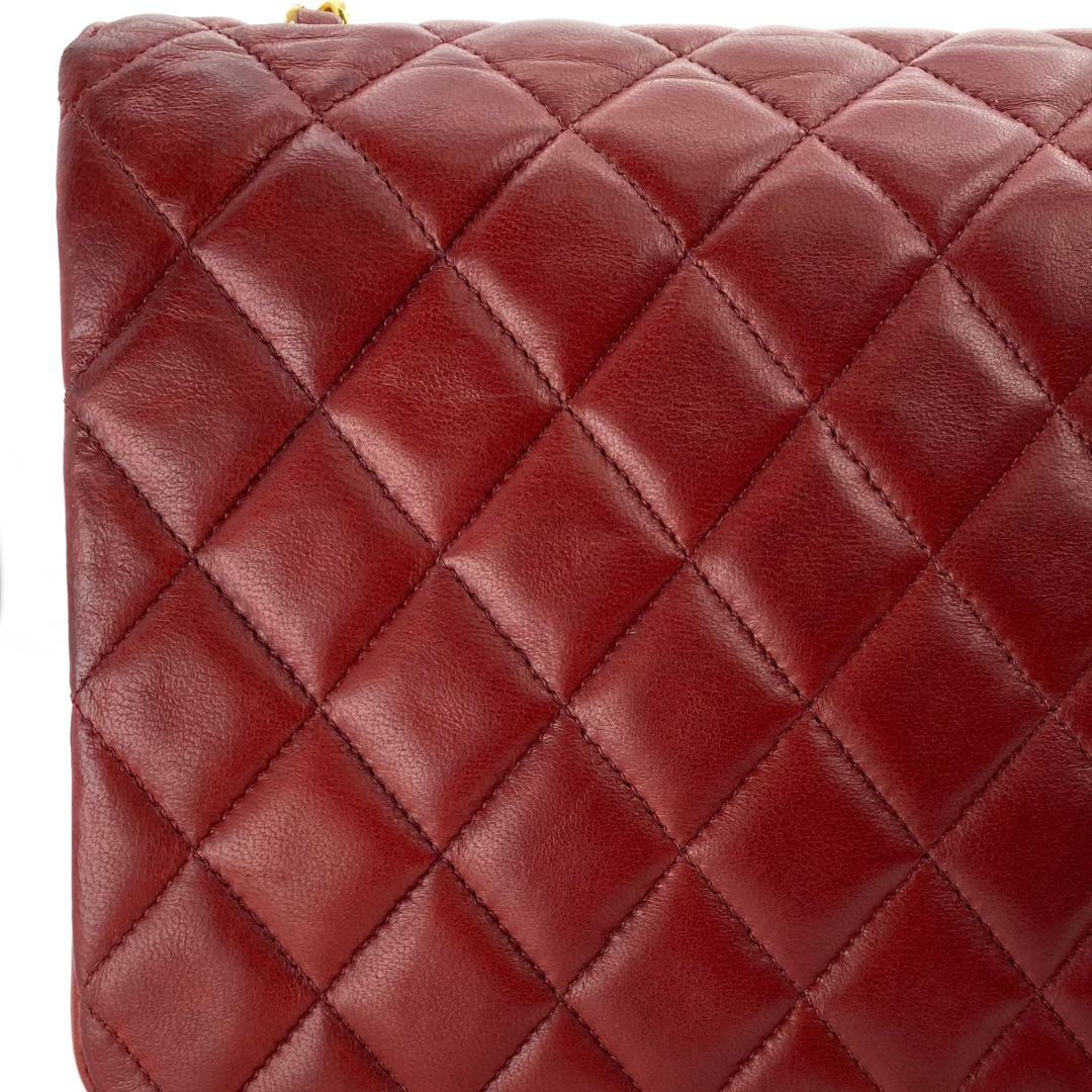 Evren, 1 Series Matelasse Bordeaux Lamb Gold Hardware with seal and card