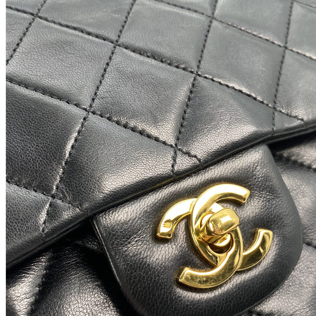 Bodhi, 0 Series Medium Classic Flap Black Lambskin with seal and card