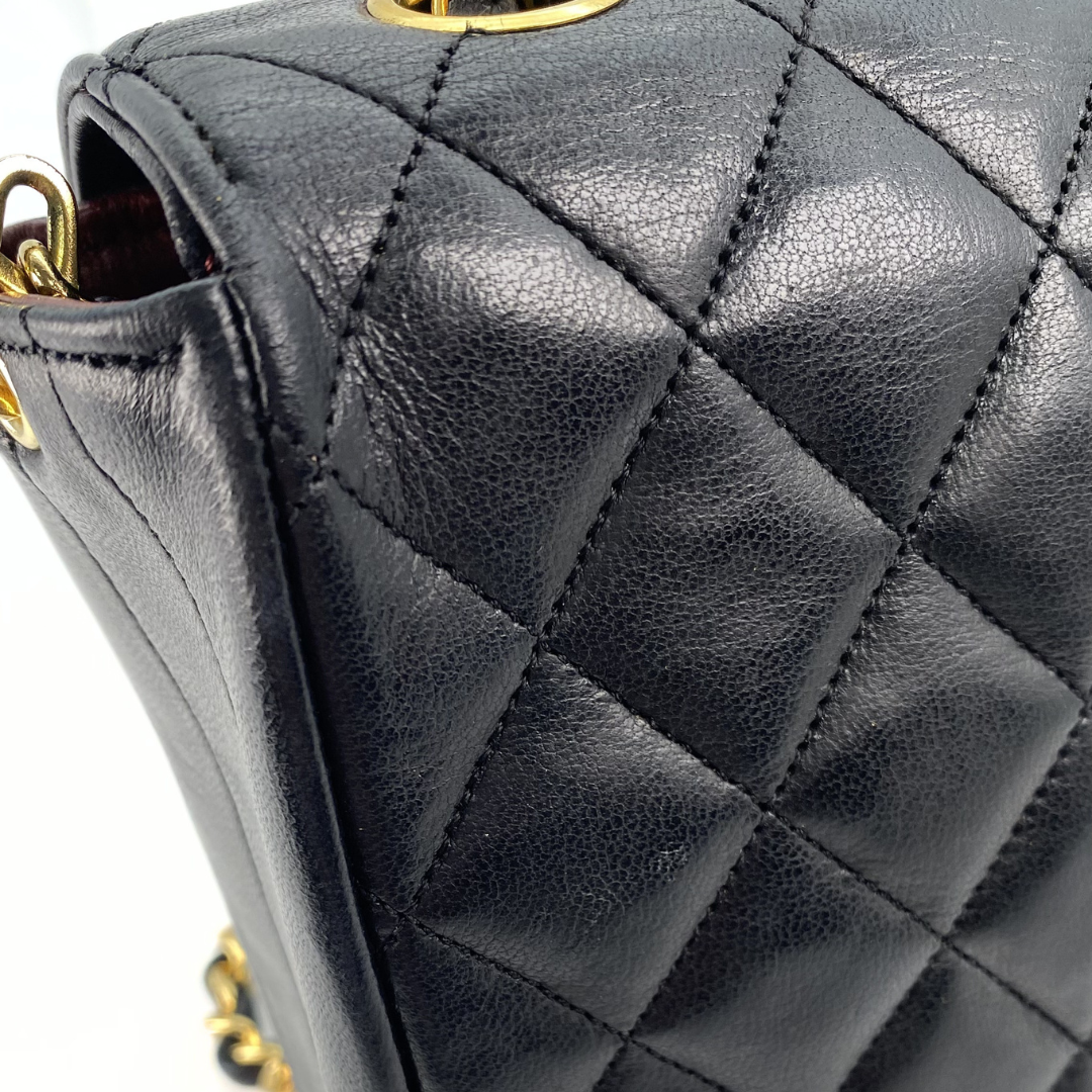 Reina, 0 Series Half Moon Black Lambskin with seal only