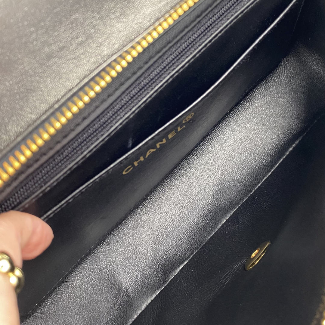 Cashel, 3 Series Matelasse 25 Backpack Black Lambskin with seal and card