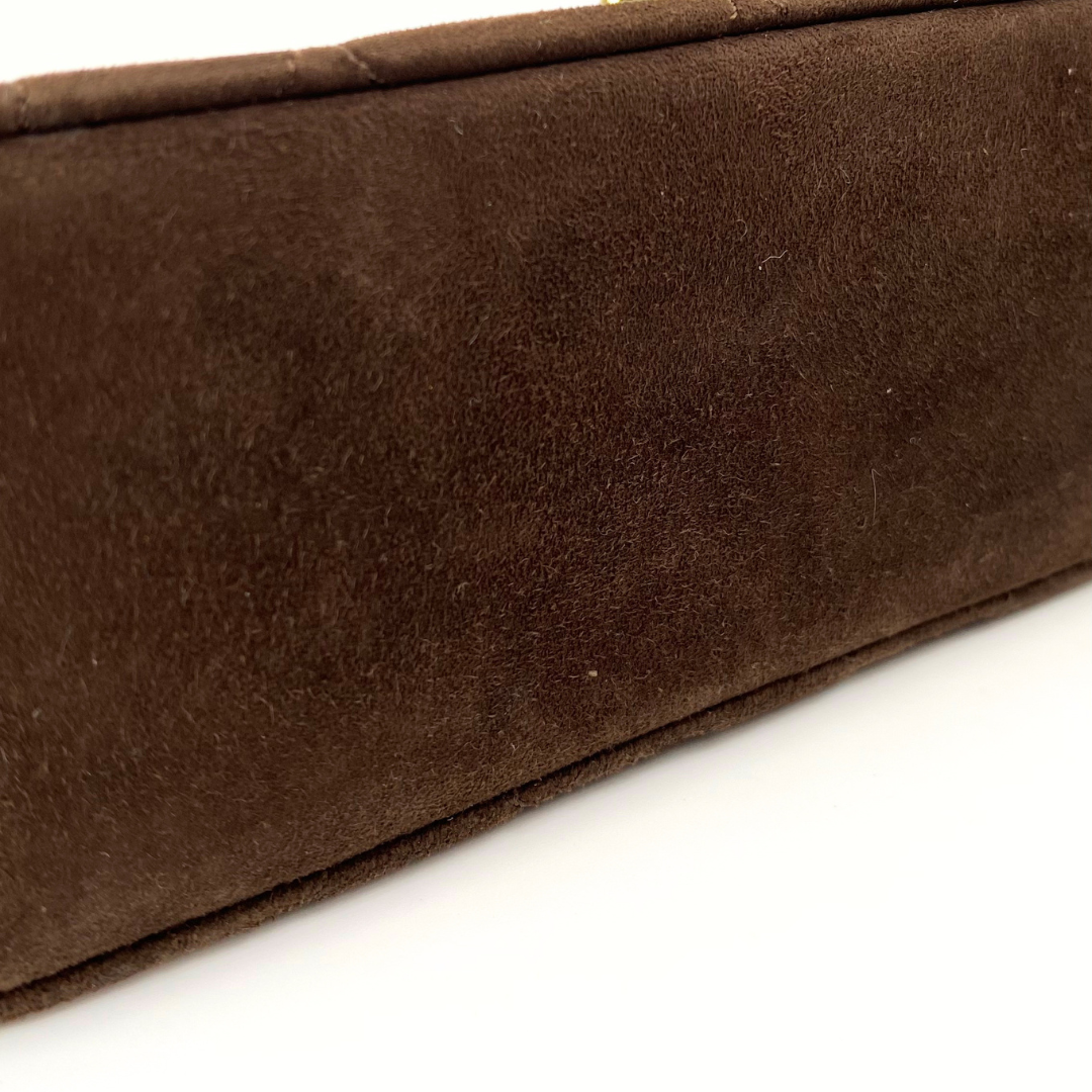 Vesper, 1 Series Mini Matelasse Bijou Chain Brown Suede Gold Hardware with seal only