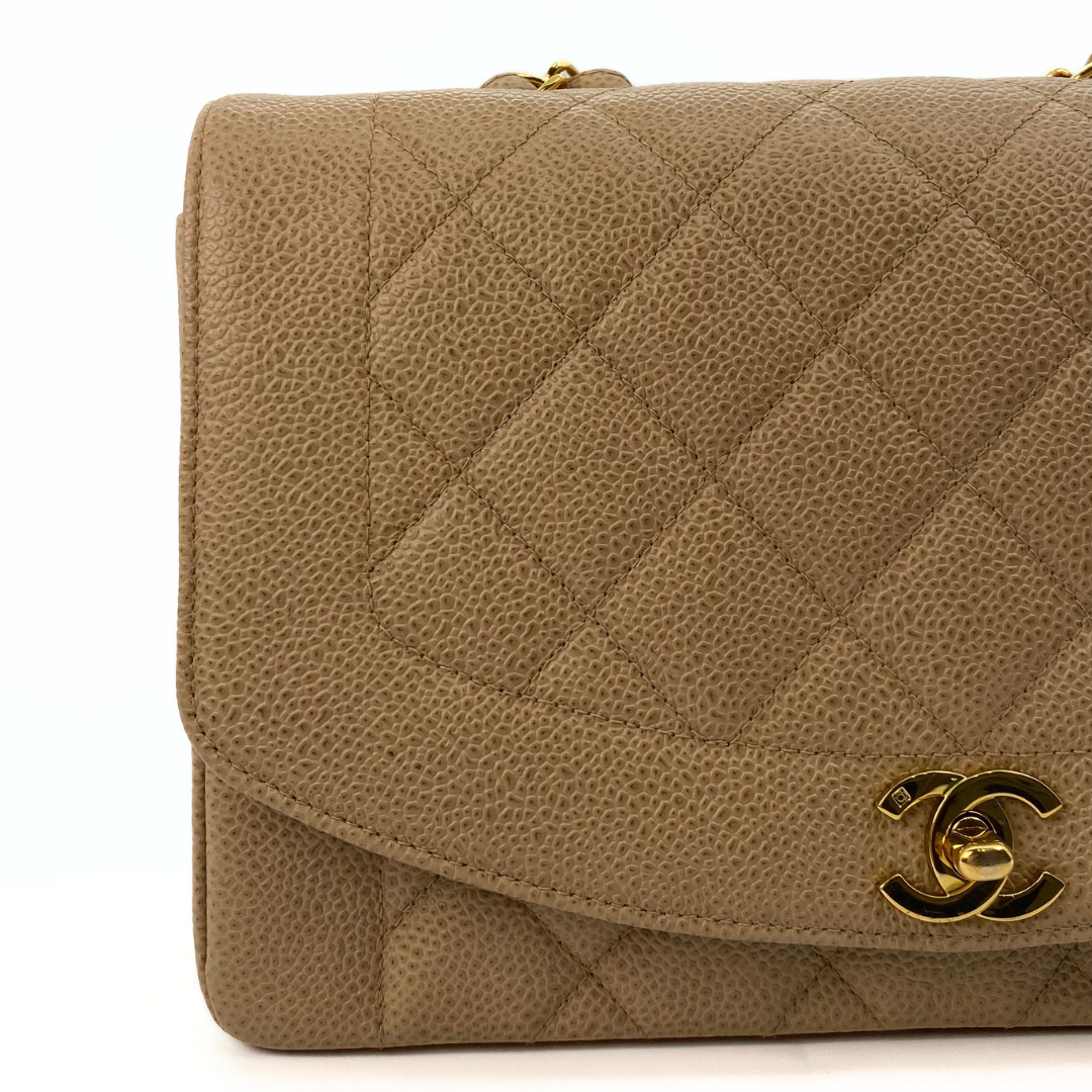 Gautier, 3 Series Medium Diana Beige Caviar with seal and card