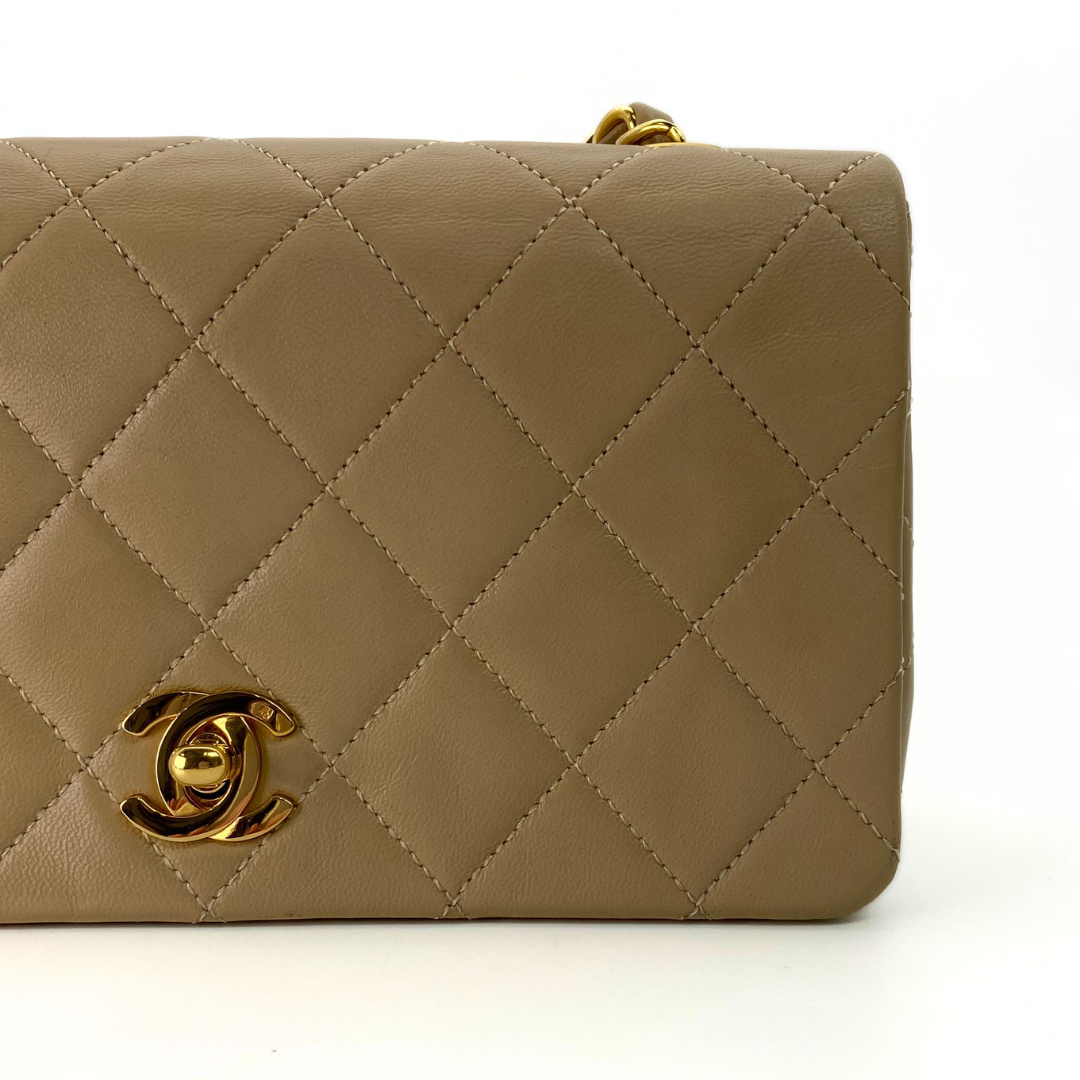 Misaki, 1 Series Mini Full Flap Beige Lambskin with seal and card