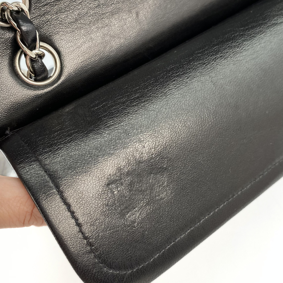 Thiago, 5 Series Medium Black Lambskin Silver Hardware with seal and card