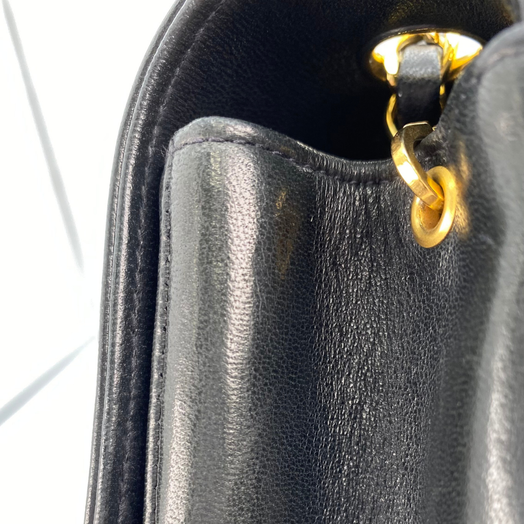 Tyra, 2 Series Mademoiselle Lambskin Small Black with seal and card