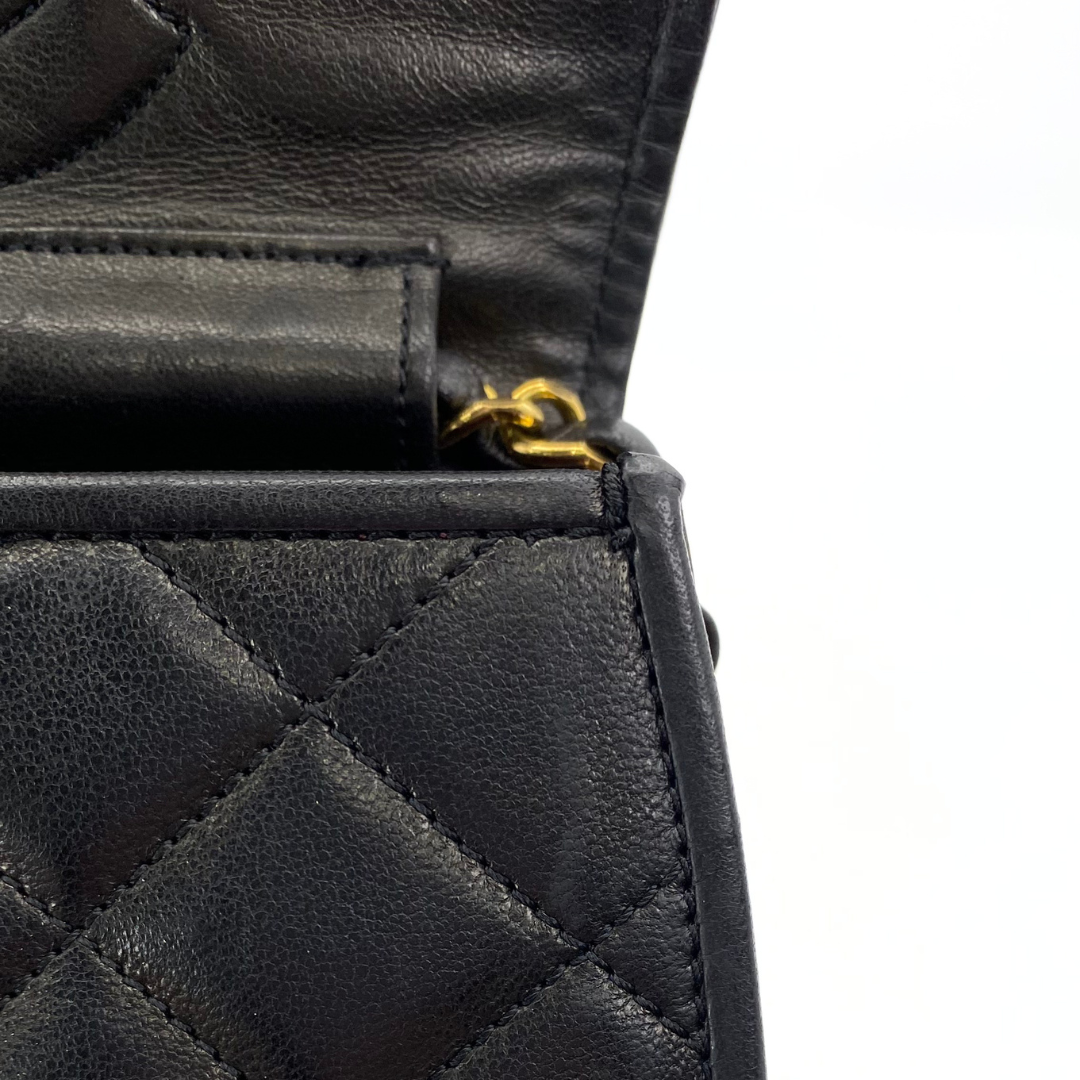 Arina, 3 Series Paris Black Lambskin Wallet On Chain with seal and card