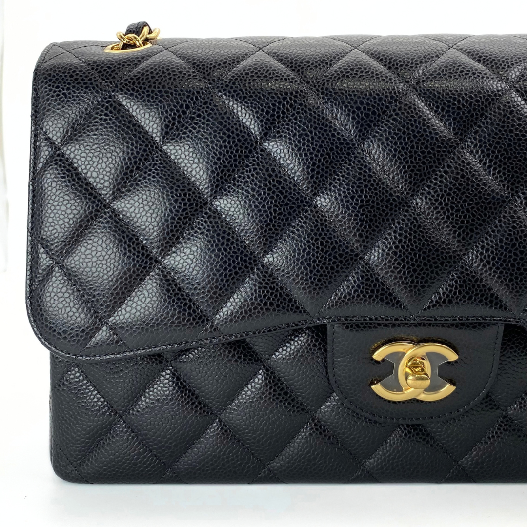 Callahan, 31 Series Jumbo Black Caviar Gold Hardware with seal and card
