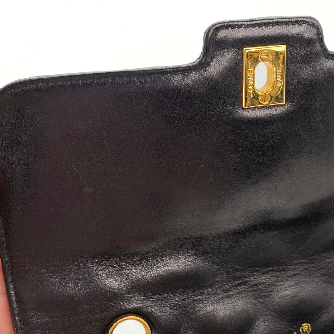 Ruslan, 1 Series Small Tab Border Black Lambskin with seal and card