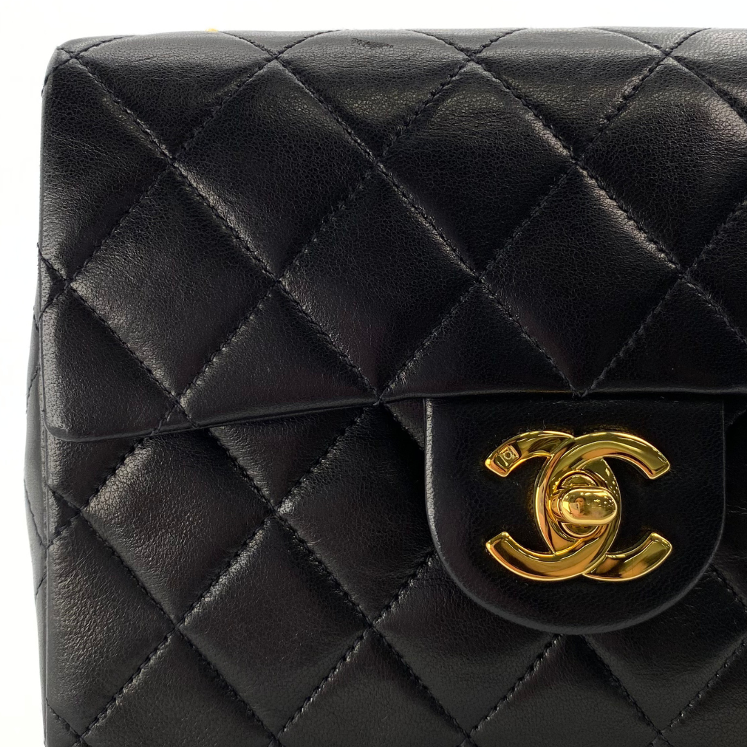 Leander, 3 Series Mini Square 17cm Black Lambskin with seal and card