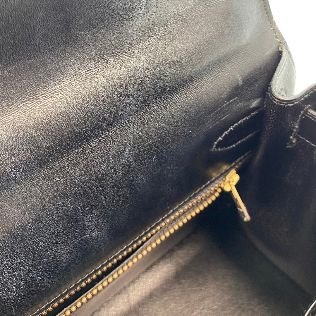 Chisato, 1991 Kelly 28 Sellier Black Boxcalf with stamp 〇U