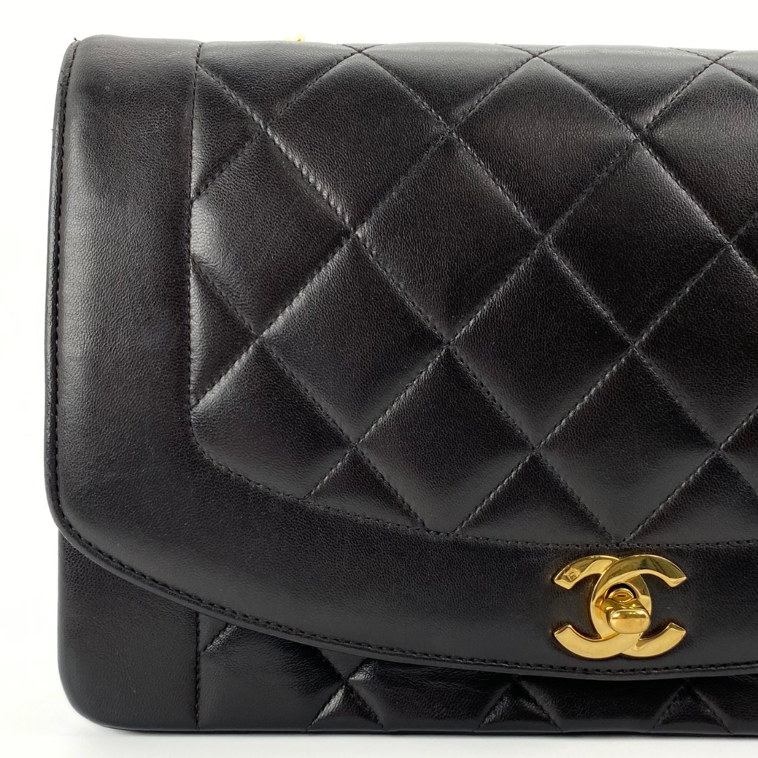 Sorenza, 2 Series Medium Diana Black Lambskin with seal and card
