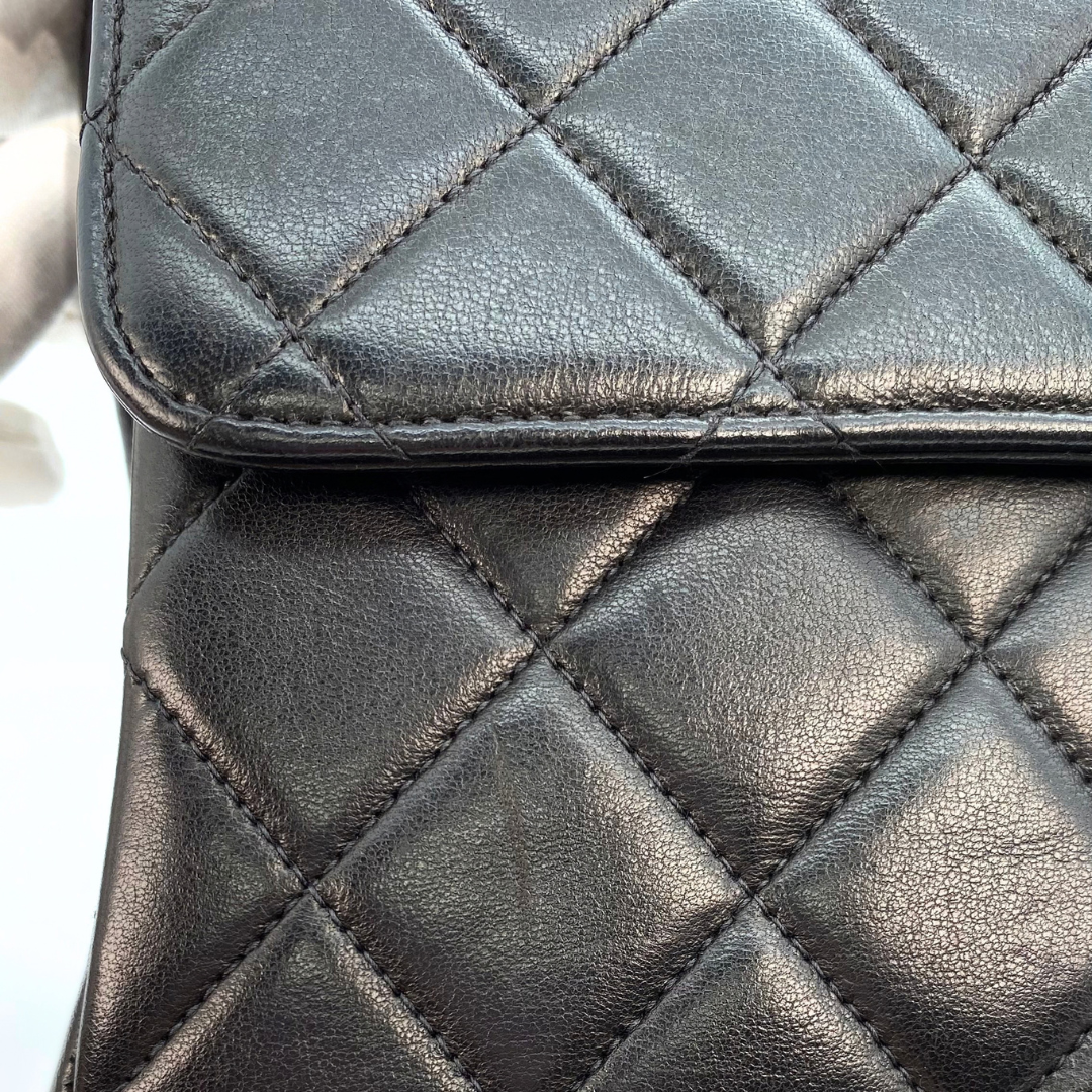 Eito, 4 Series Medium Single Flap Black Lambskin with seal and card