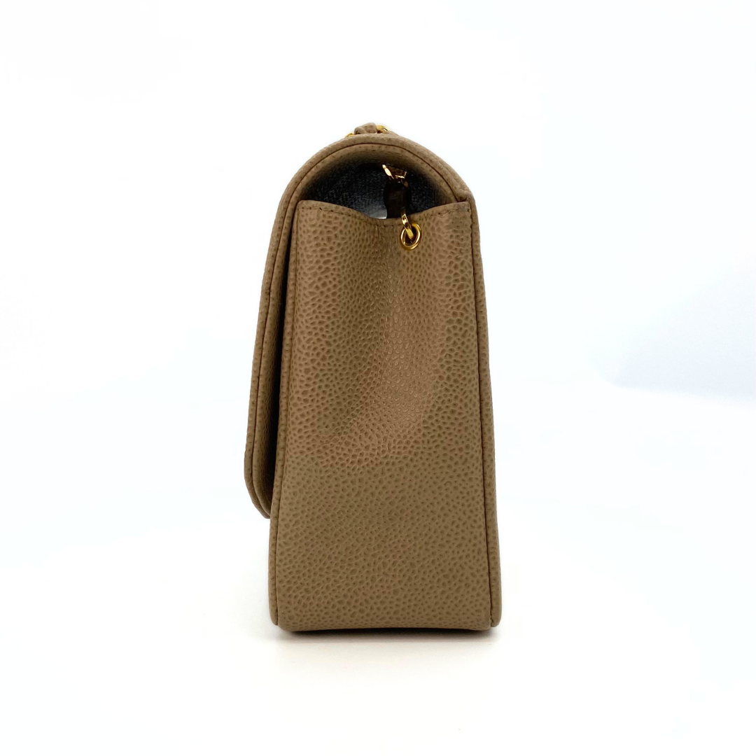Gautier, 3 Series Medium Diana Beige Caviar with seal and card