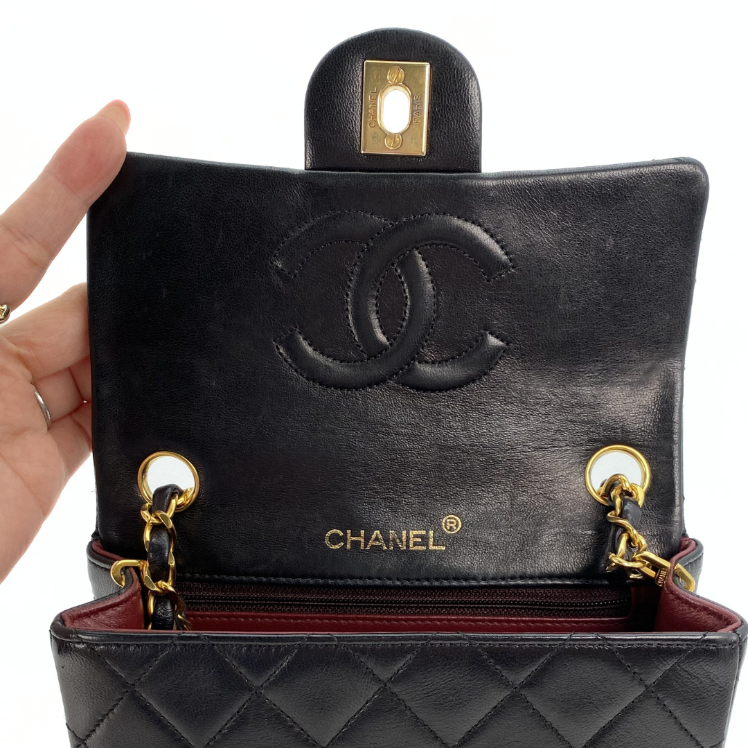 Alora, 0 Series Mini Square 17cm Black Lambskin with seal and card