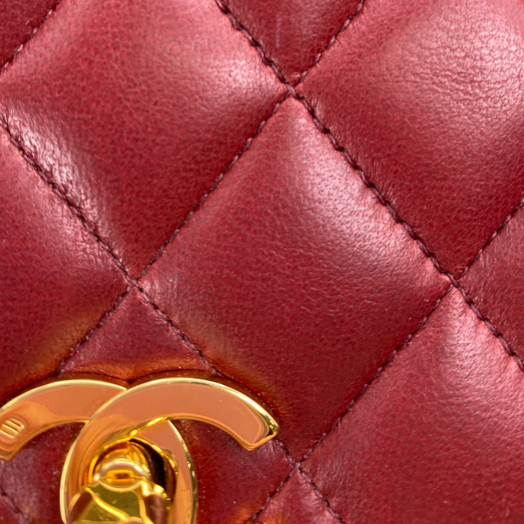 Evren, 1 Series Matelasse Bordeaux Lamb Gold Hardware with seal and card