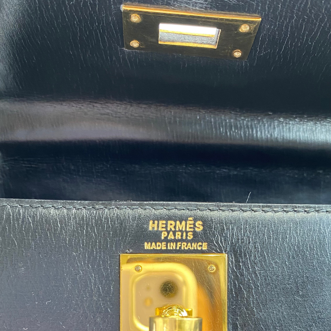 Riko, 1978 Kelly 28 Sellier Black Box Gold Hardware with stamp 〇H