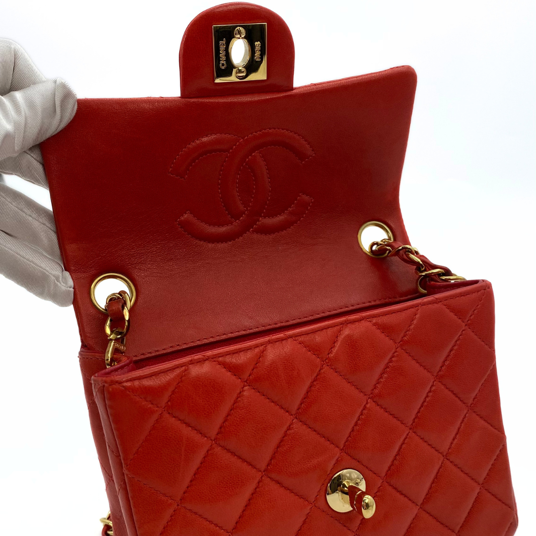 Lola, 6 Series Mini Square 17 Red Lambskin with seal only
