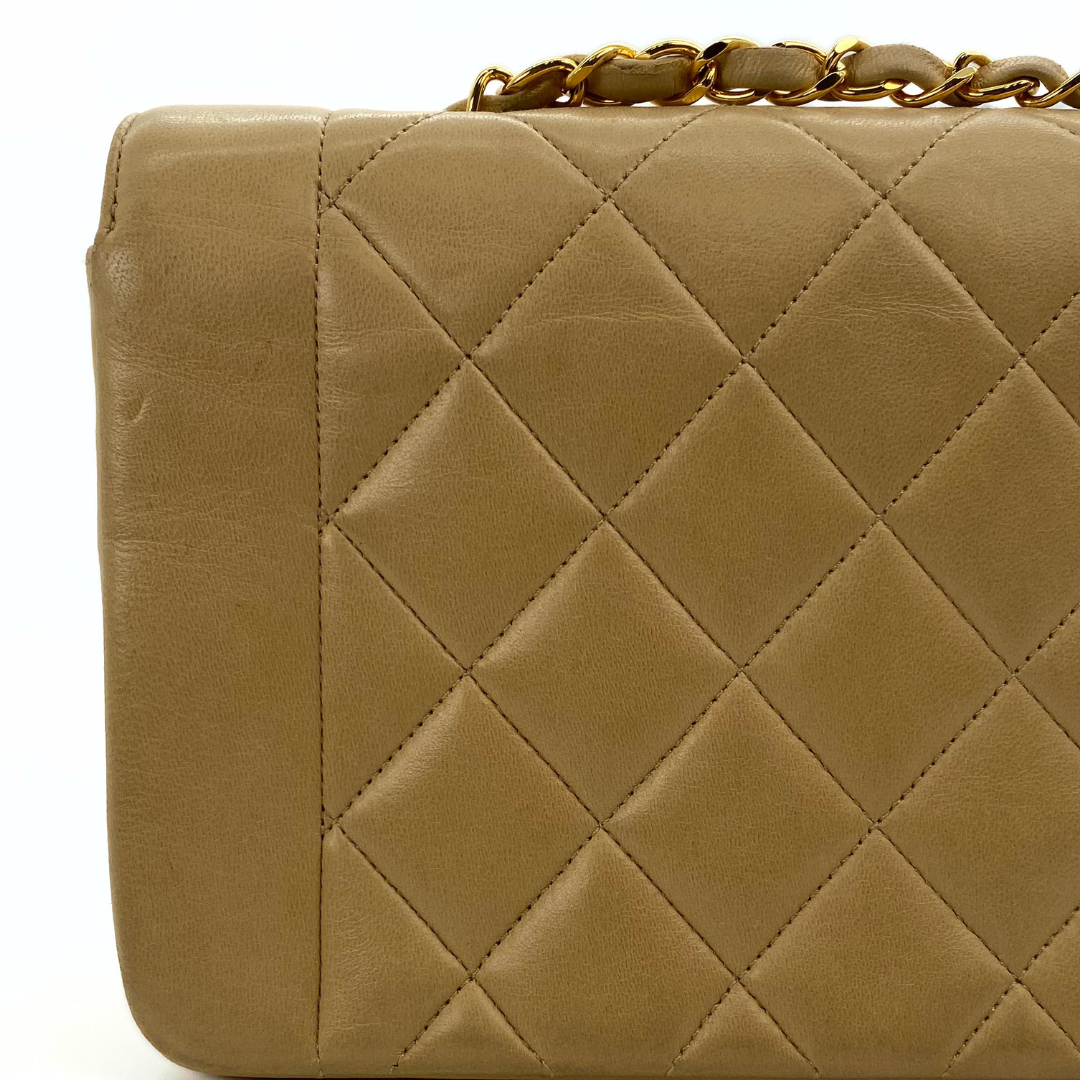 Omara, 2 Series Small Diana Beige Lambskin with seal and card