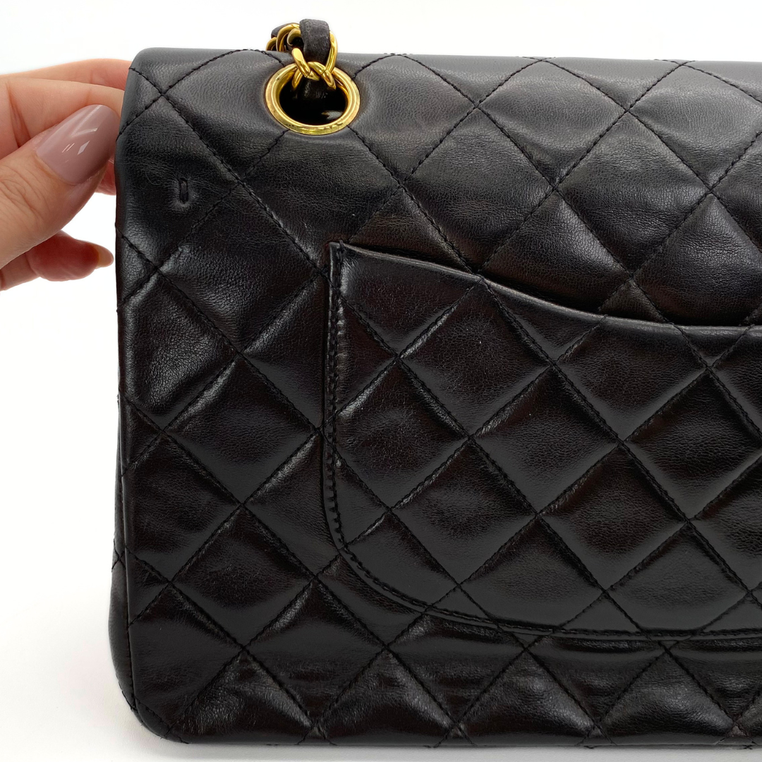 Subaru, 3 Series Medium Classic Flap Black Lambskin with seal and card
