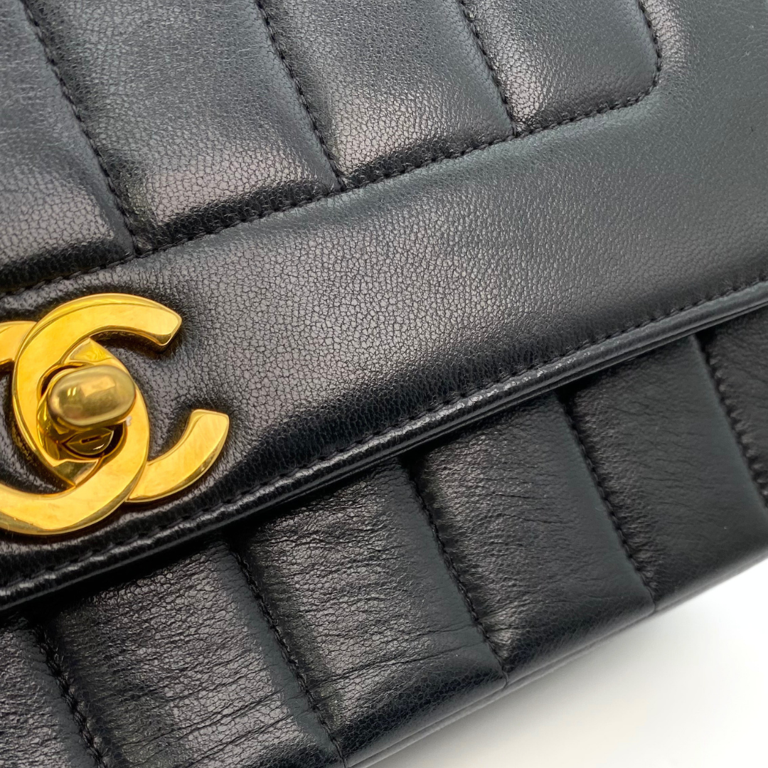 Tyra, 2 Series Mademoiselle Lambskin Small Black with seal and card