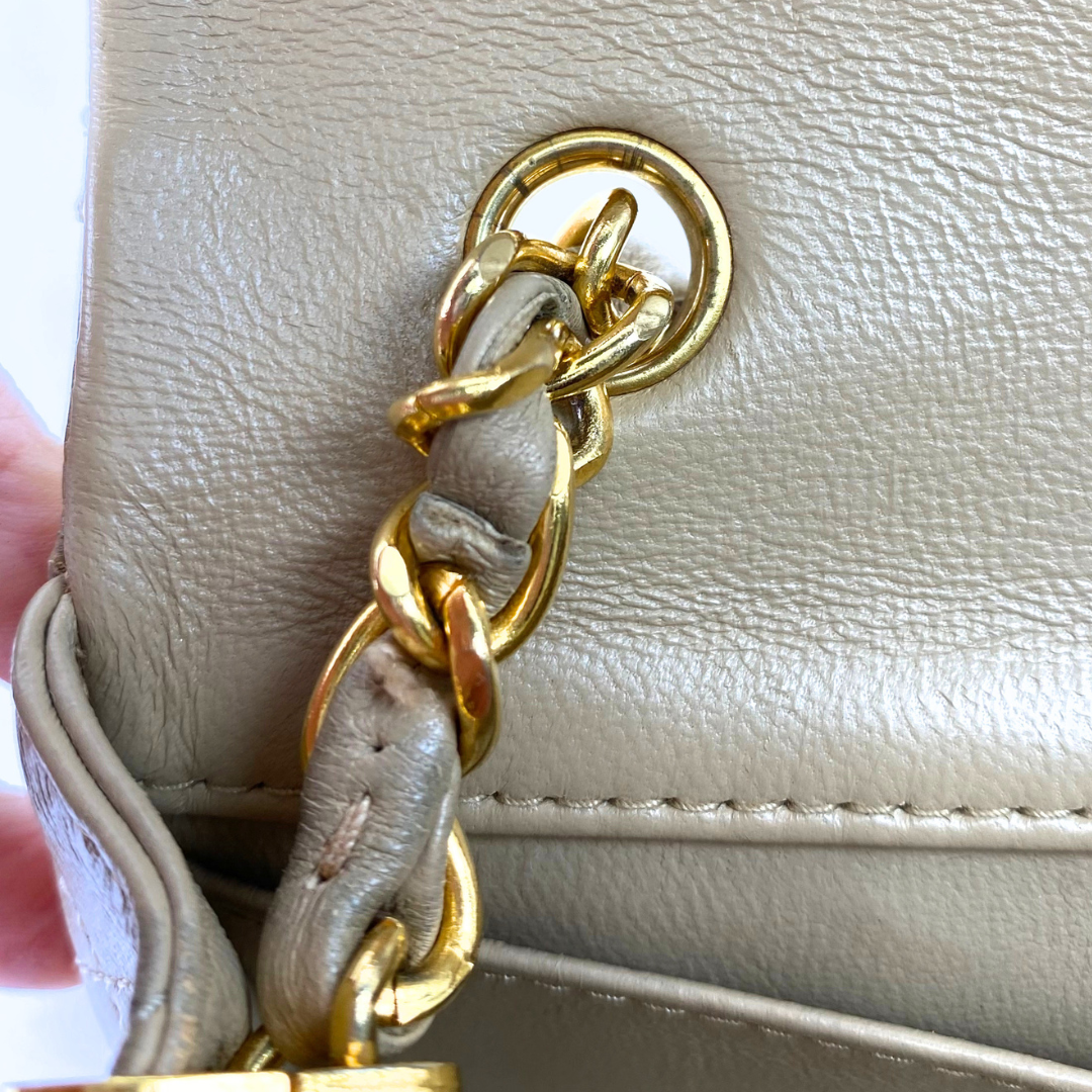 Misaki, 1 Series Mini Full Flap Beige Lambskin with seal and card