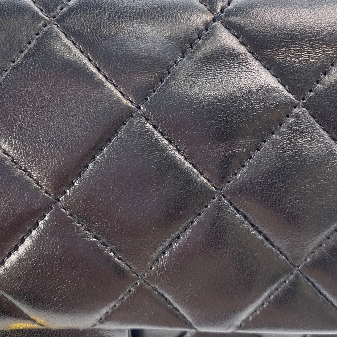 Adara, 3 Series Small Classic Flap Black Lambskin with seal and card