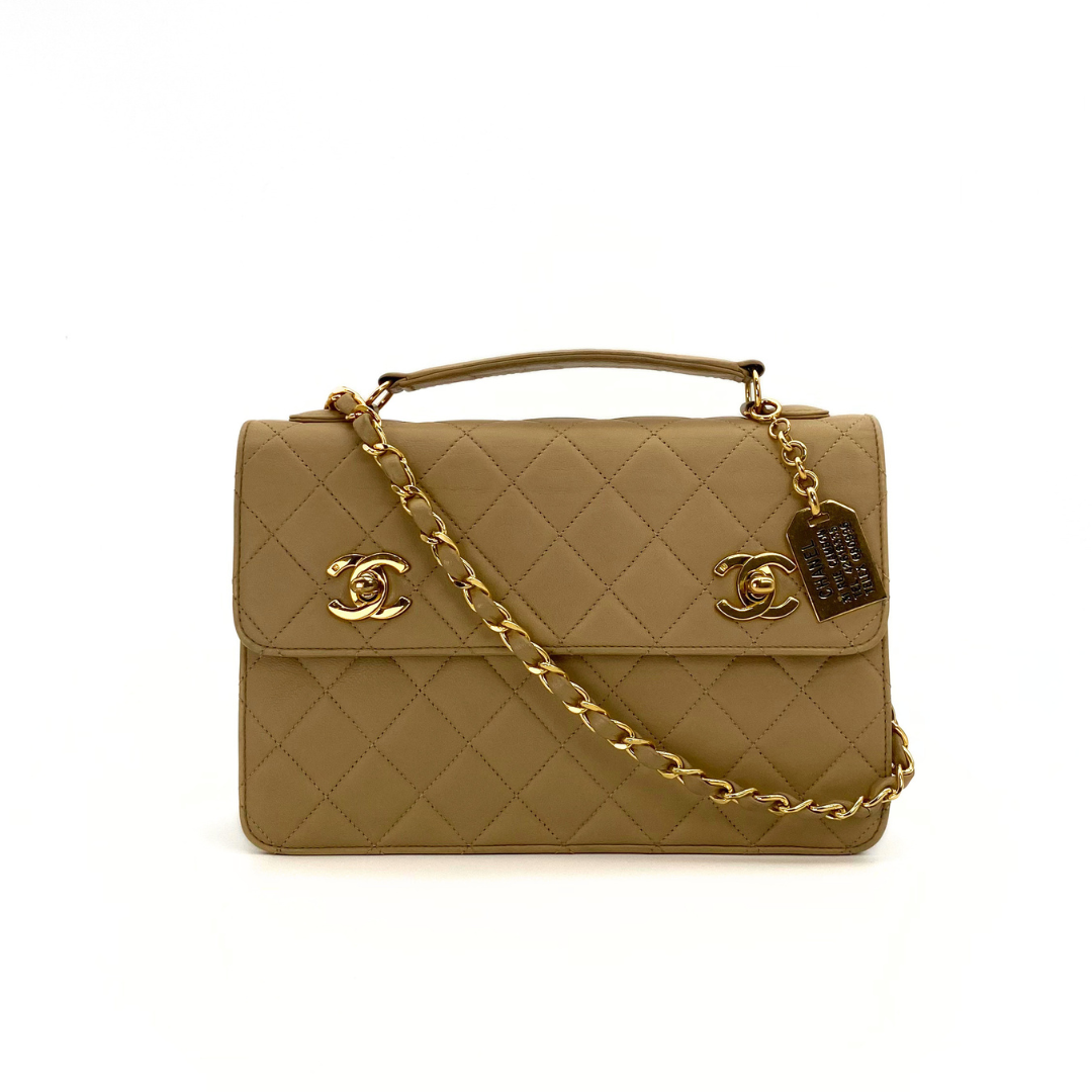 Yejun, 1 Series Double Turn Lock Beige Lambskin with seal and card