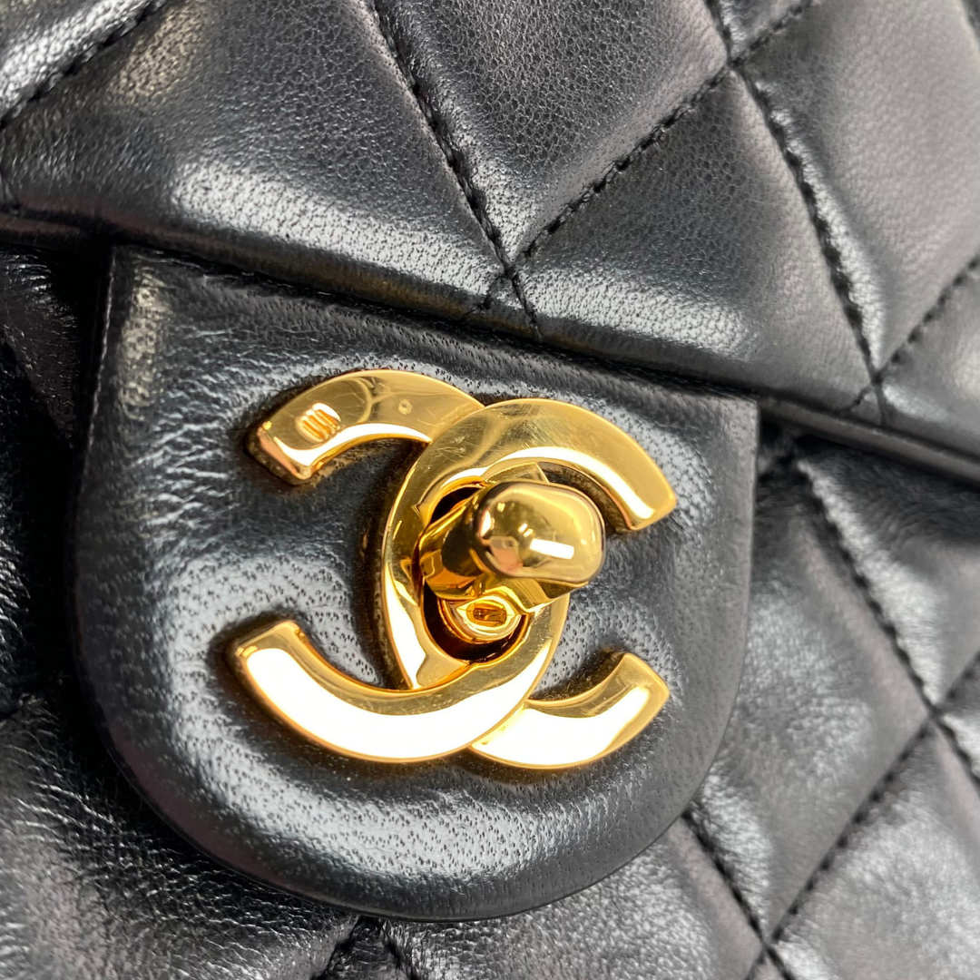 Tsubaki, 1 Series Mini Square 17cm Black Lambskin with seal and card