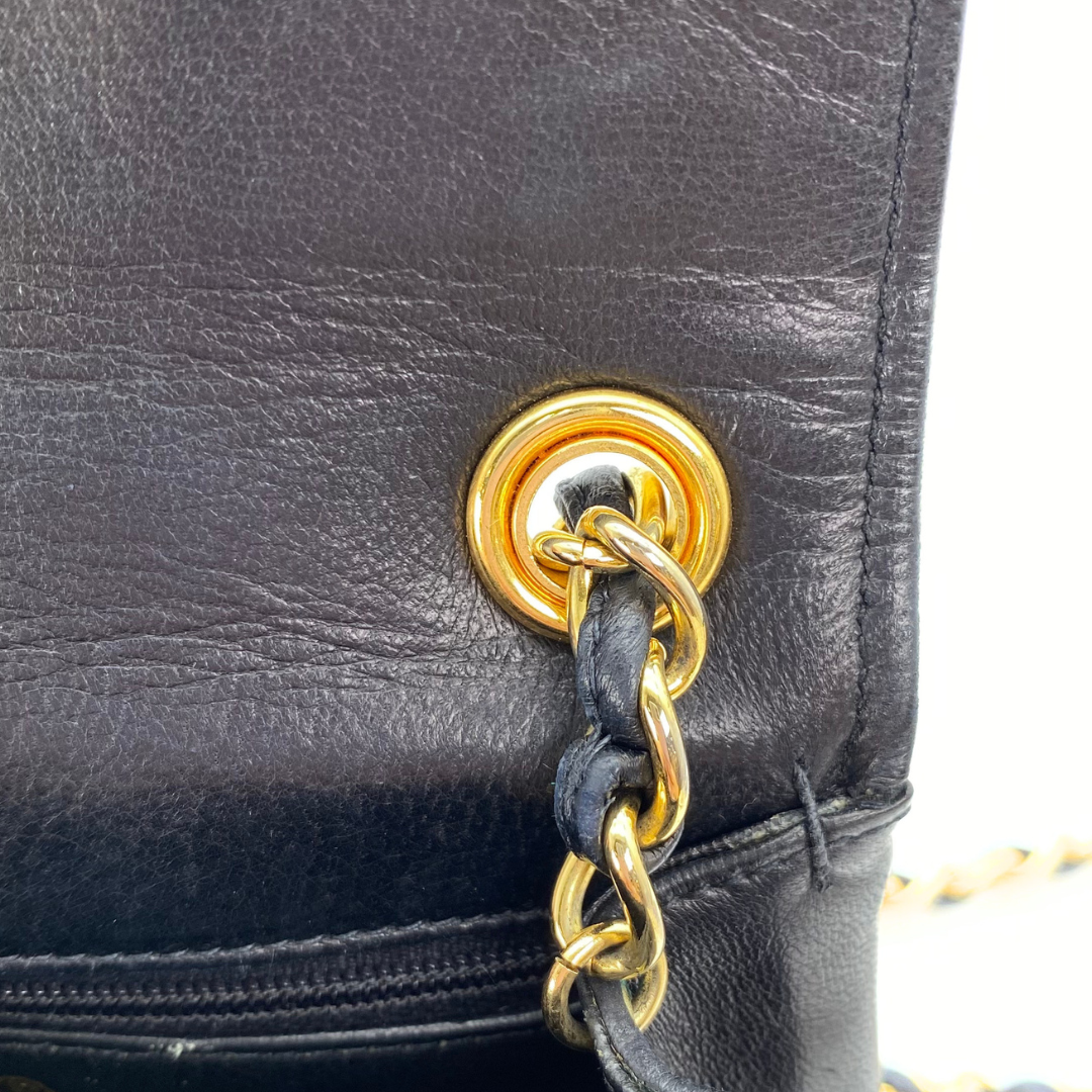 Rodion, 0 Series Black Lambskin Wallet On Chain with seal and card