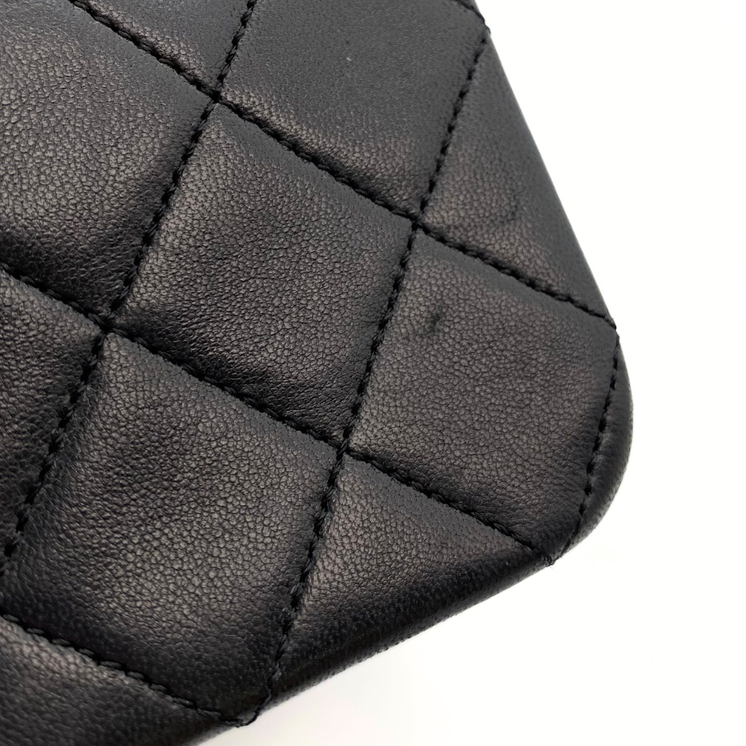 Beckett, 1 Series Small Full Flap Black Lambskin with seal and card