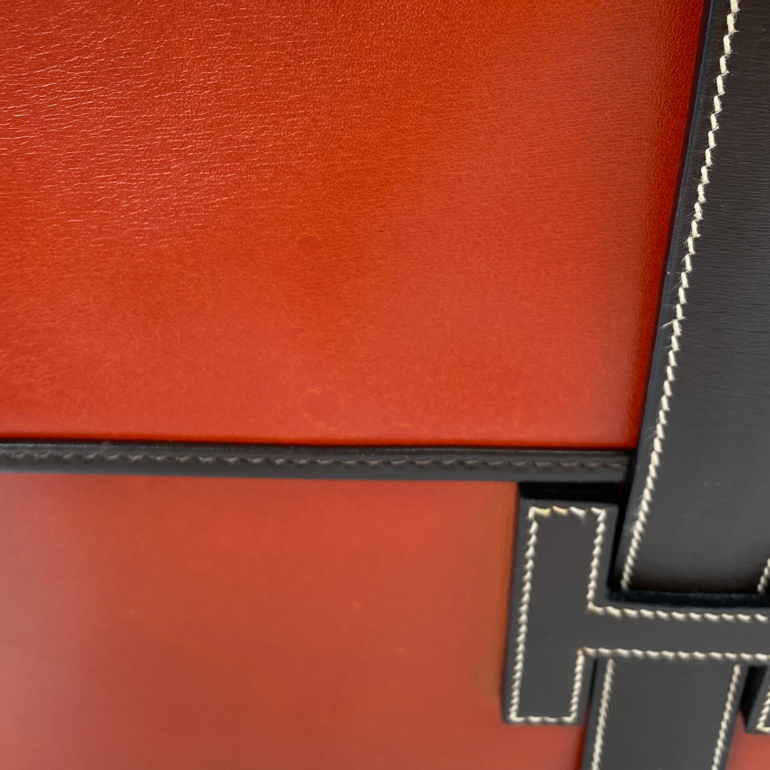 Iyura, 1993 Jige GM Brique Chocolat Boxcalf Clutch with stamp 〇W