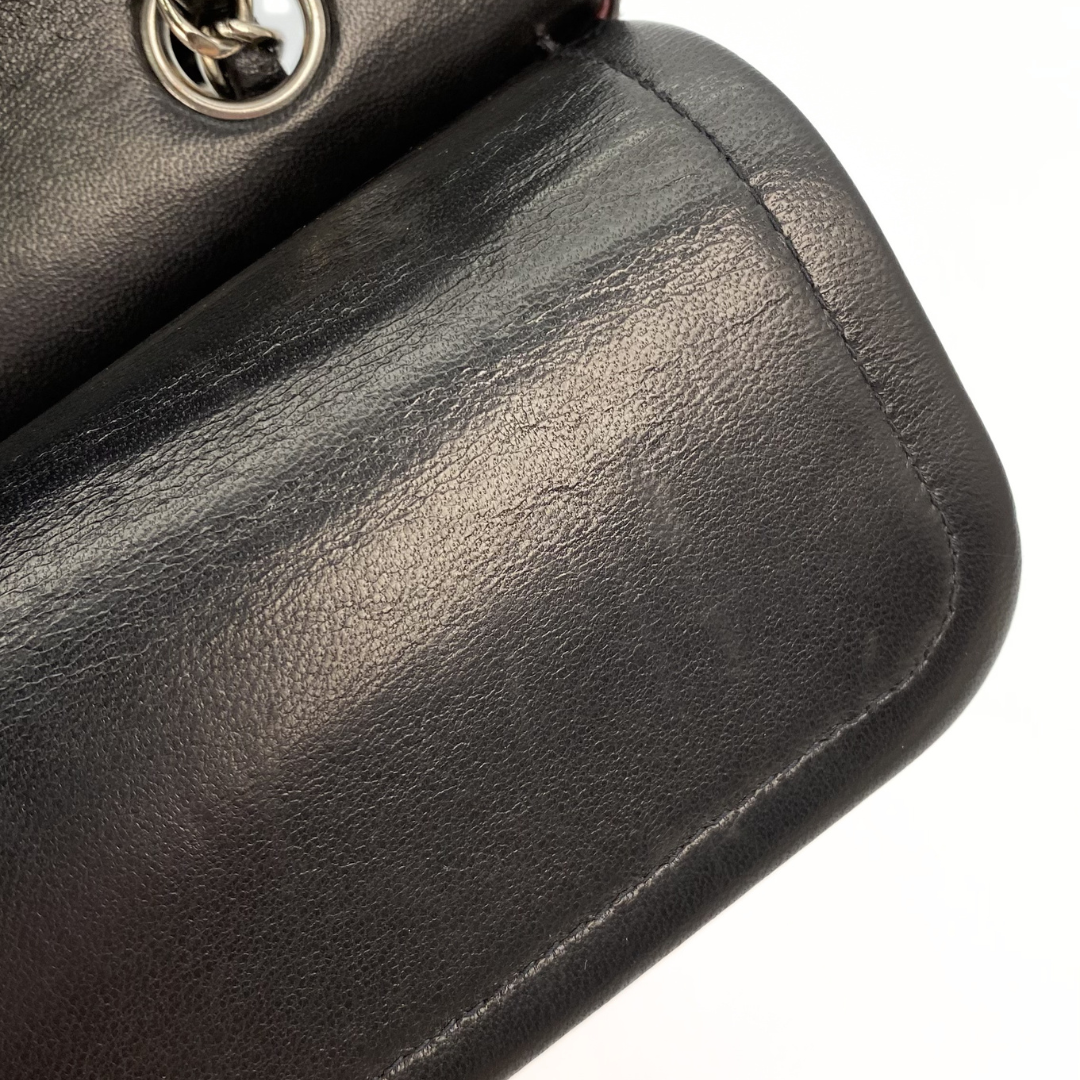 Thiago, 5 Series Medium Black Lambskin Silver Hardware with seal and card