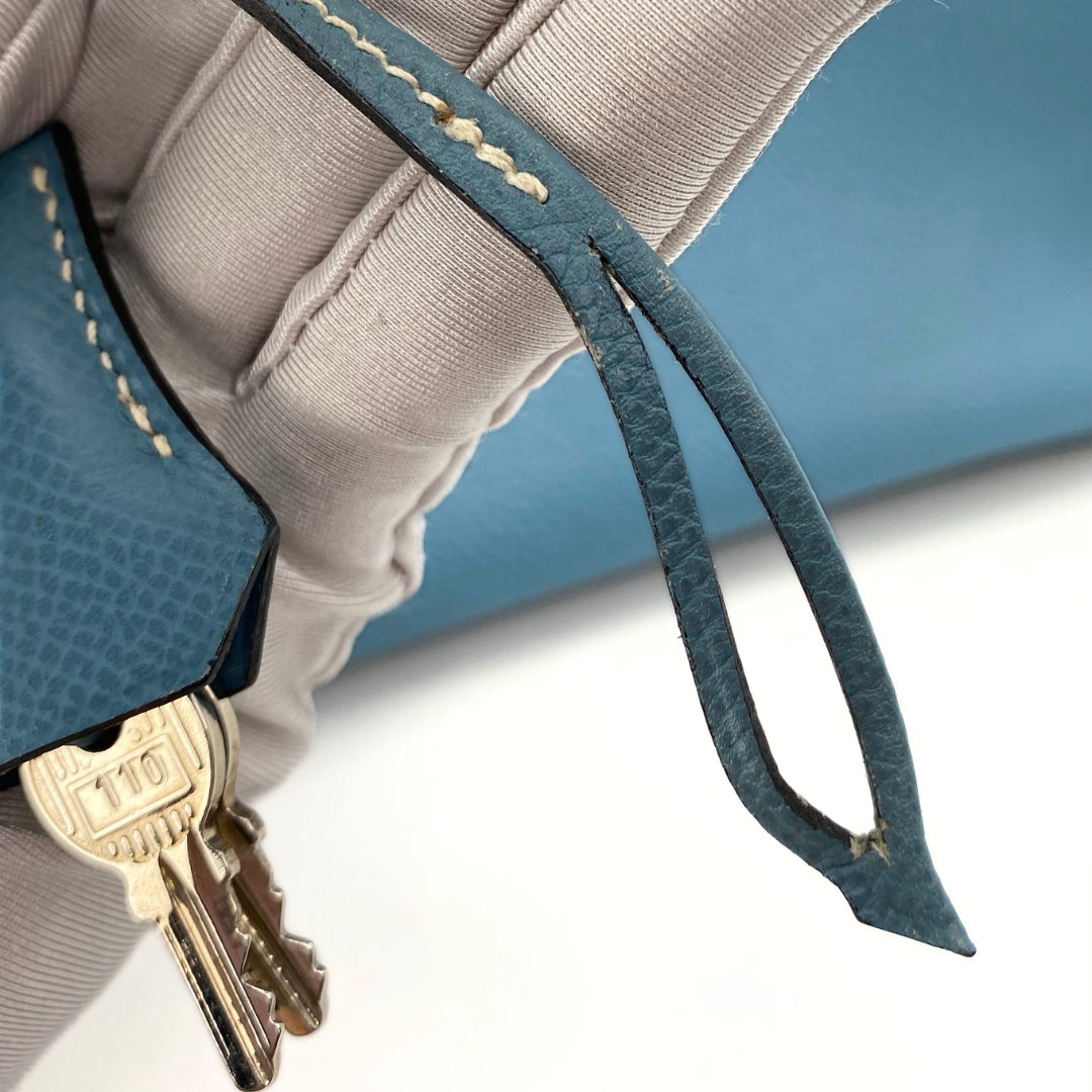 Romilly, 2006 Birkin 25 Blue Jean Veau Epsom Palladium Hardware with stamp □J