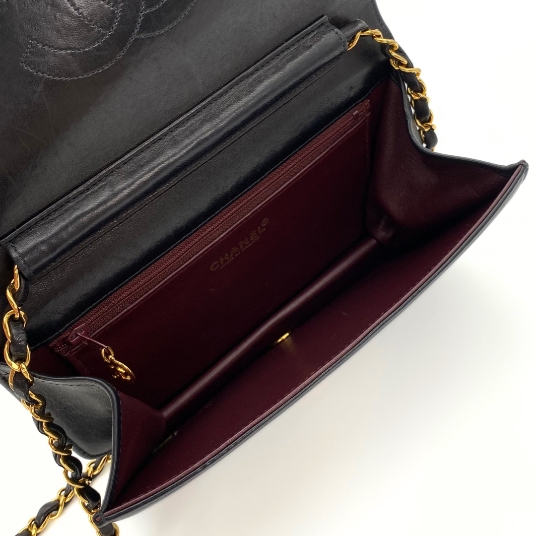 Boris, 6 Series Small Full Flap Black Lambskin with seal and card