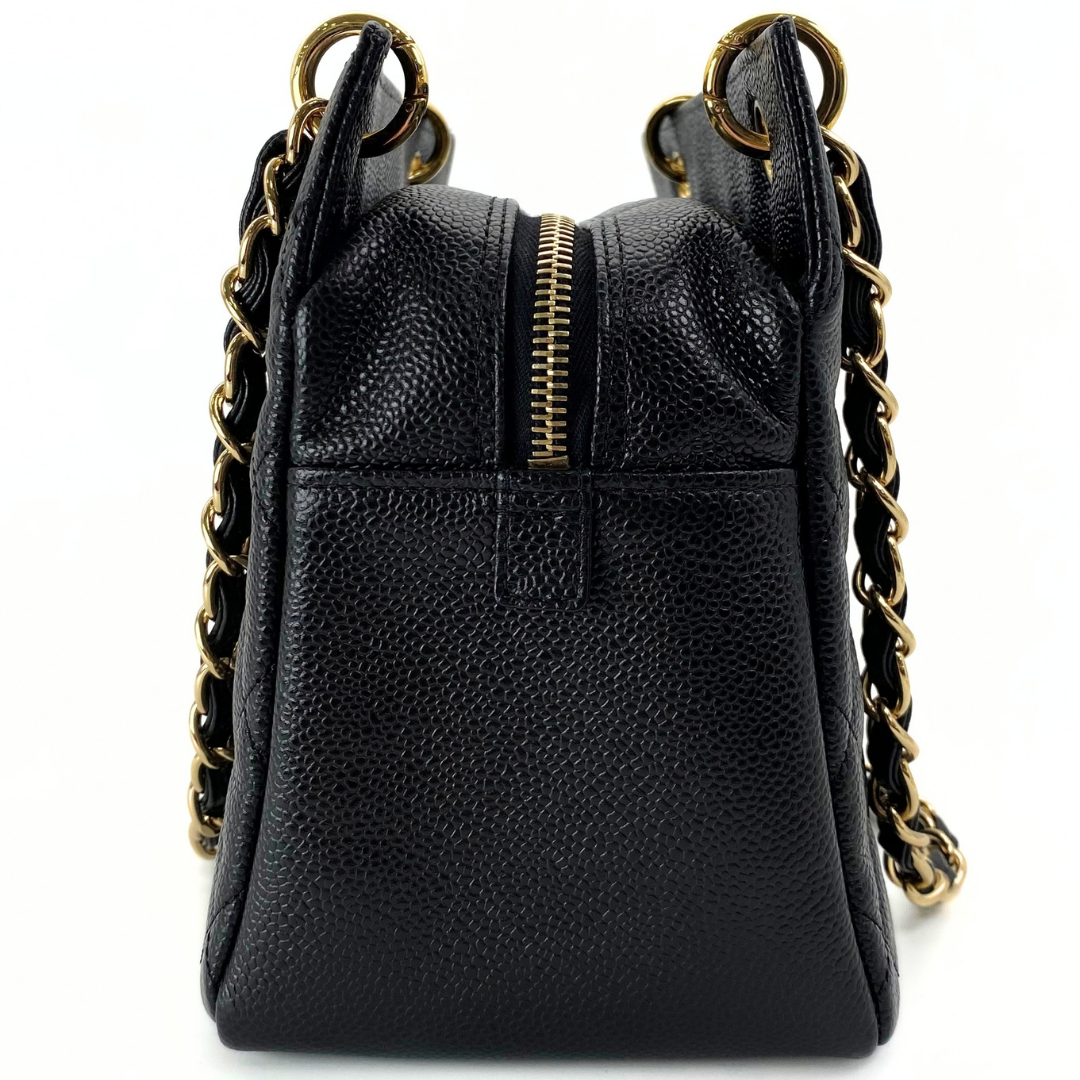 Orion, 7 Series Tote Black Caviar Gold Hardware with seal and card