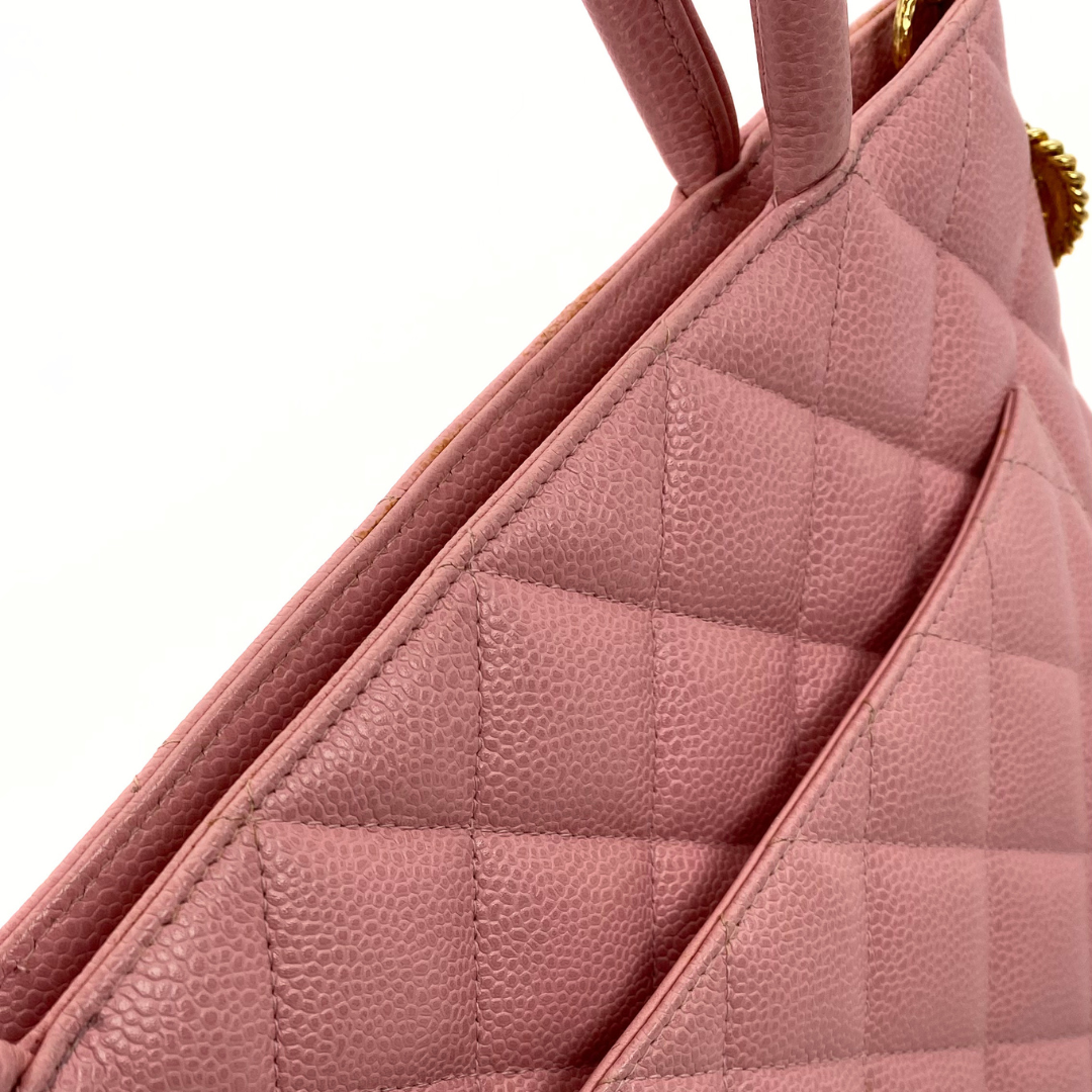 Dami, 8 Series Medallion Tote Reissue Pink Caviar with seal and card