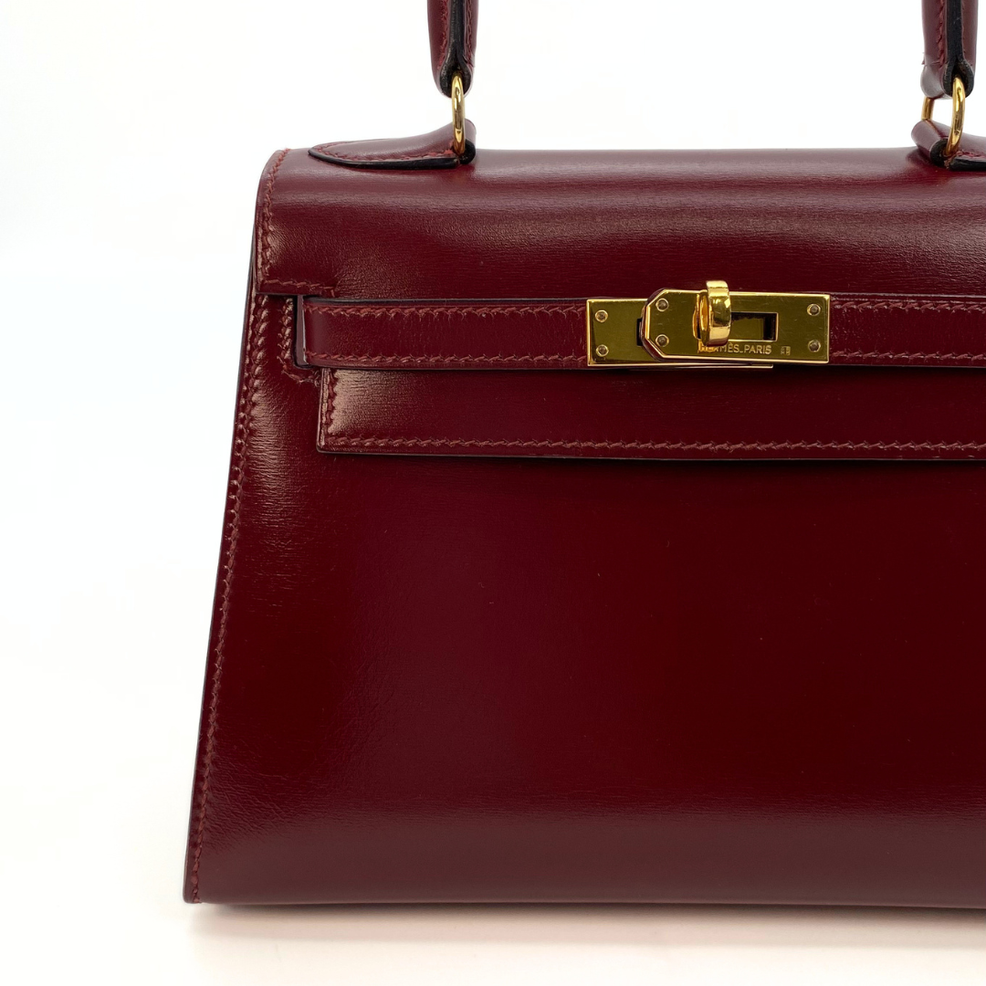 Kumala, 1989 Mini Kelly 20 Boxcalf Rouge Ash with stamp 〇S
