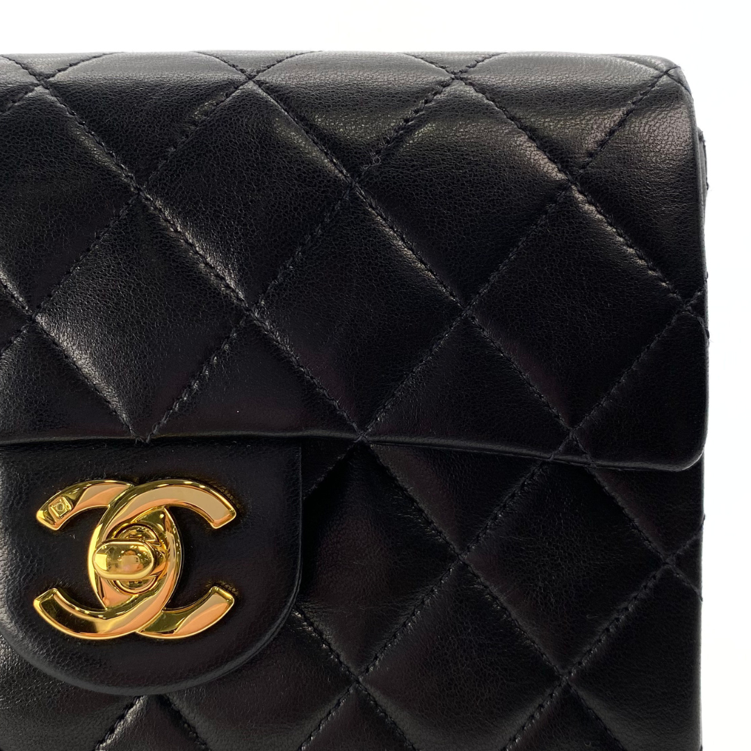 Leander, 3 Series Mini Square 17cm Black Lambskin with seal and card