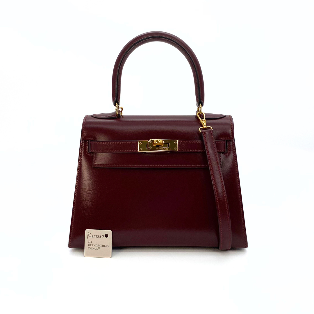 Kumala, 1989 Mini Kelly 20 Boxcalf Rouge Ash with stamp 〇S