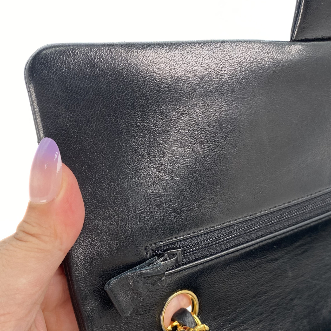 Bodhi, 0 Series Medium Classic Flap Black Lambskin with seal and card