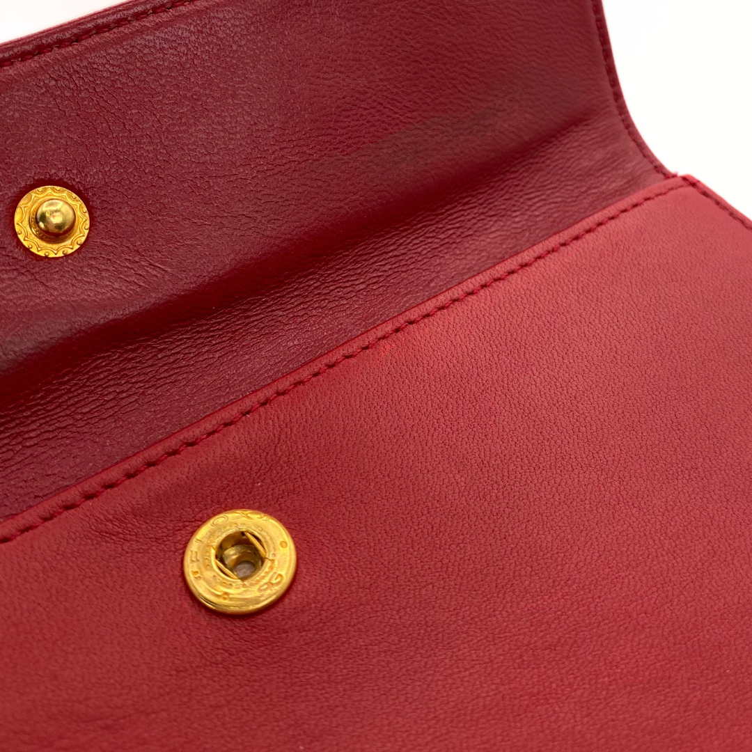 Hiroki, 1 Series Red Lambskin Horizon Flap Gold Hardware with seal only