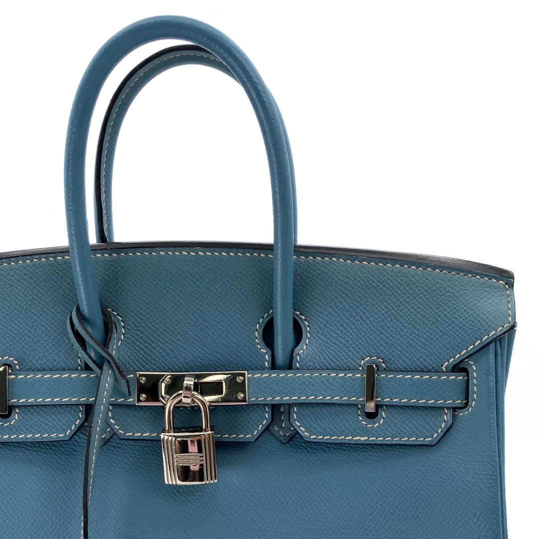 Romilly, 2006 Birkin 25 Blue Jean Veau Epsom Palladium Hardware with stamp □J