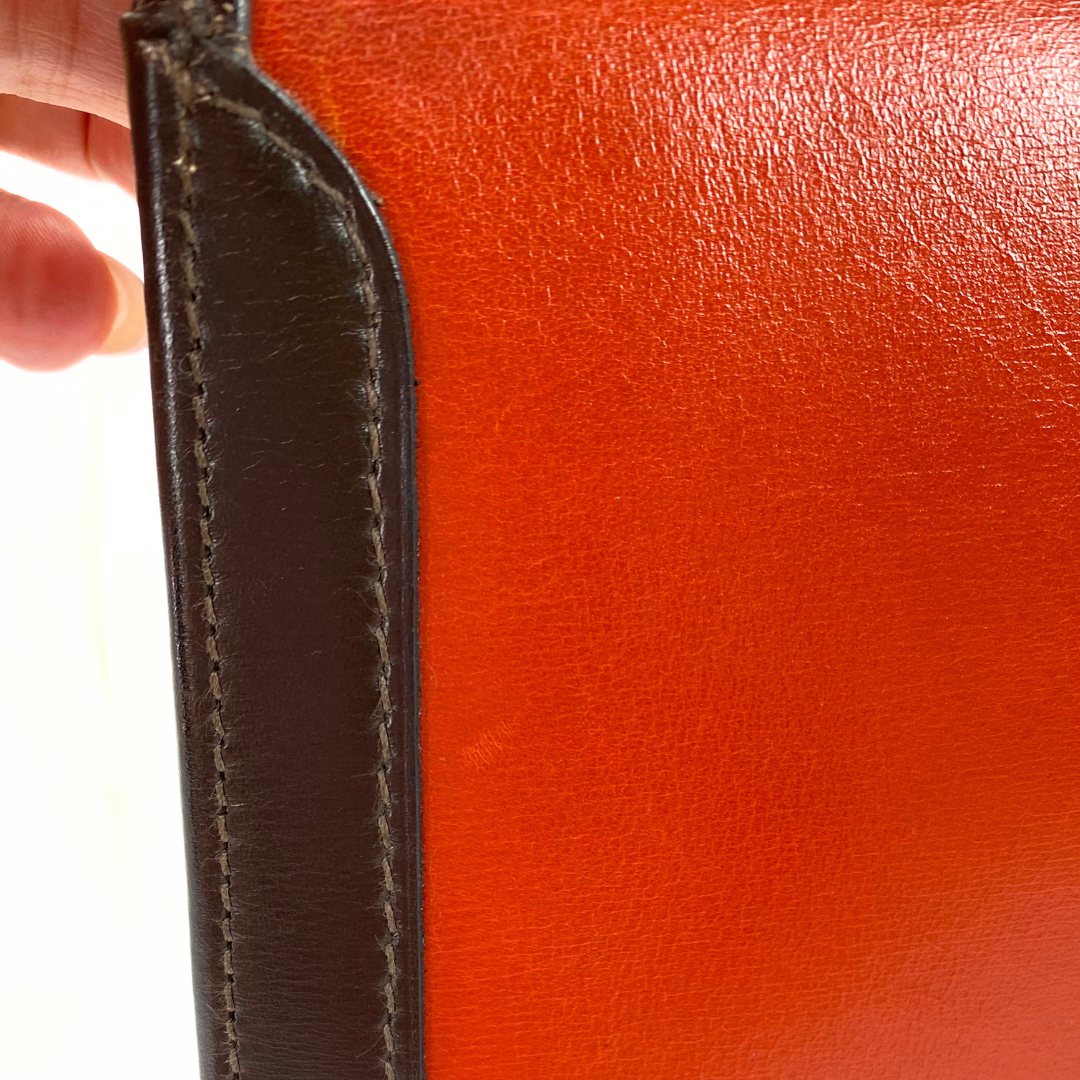 Iyura, 1993 Jige GM Brique Chocolat Boxcalf Clutch with stamp 〇W