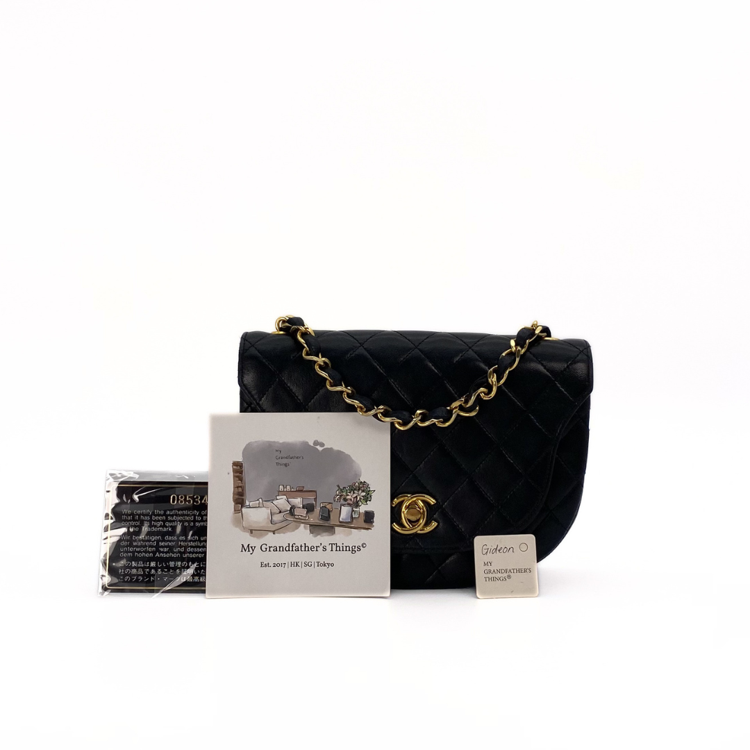 Gideon, 0 Series Semi Circle Black Lambskin with seal and card