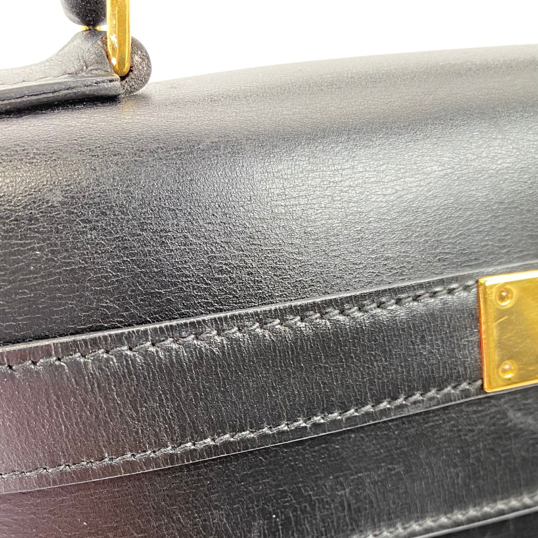 Riko, 1978 Kelly 28 Sellier Black Box Gold Hardware with stamp 〇H