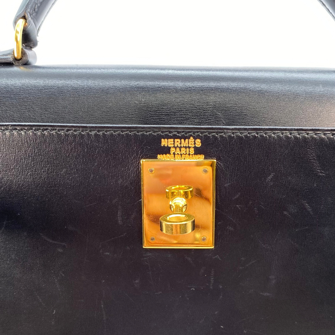 Chisato, 1991 Kelly 28 Sellier Black Boxcalf with stamp 〇U