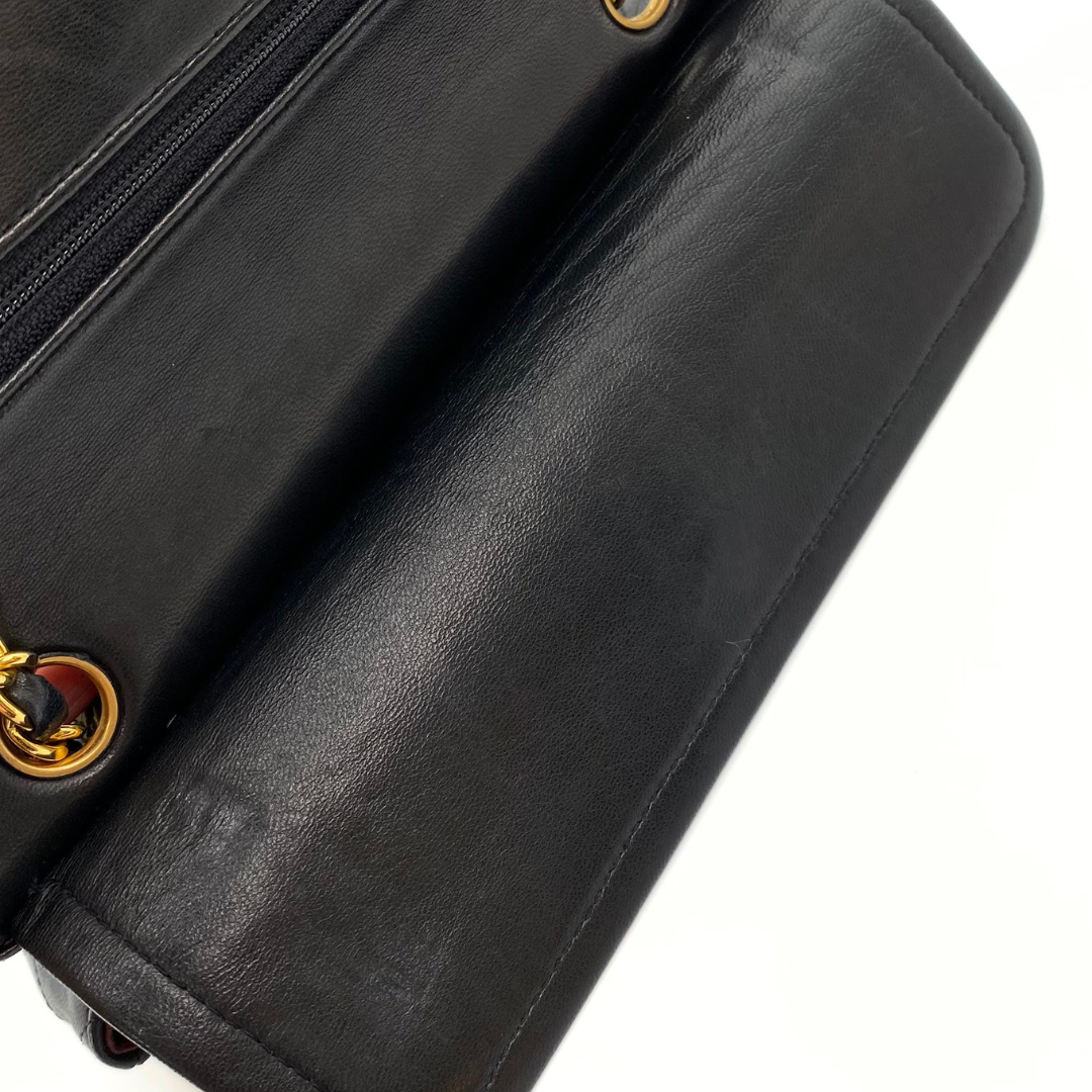 Gleb, 2 Series Small Classic Flap Black Lambskin with seal and card