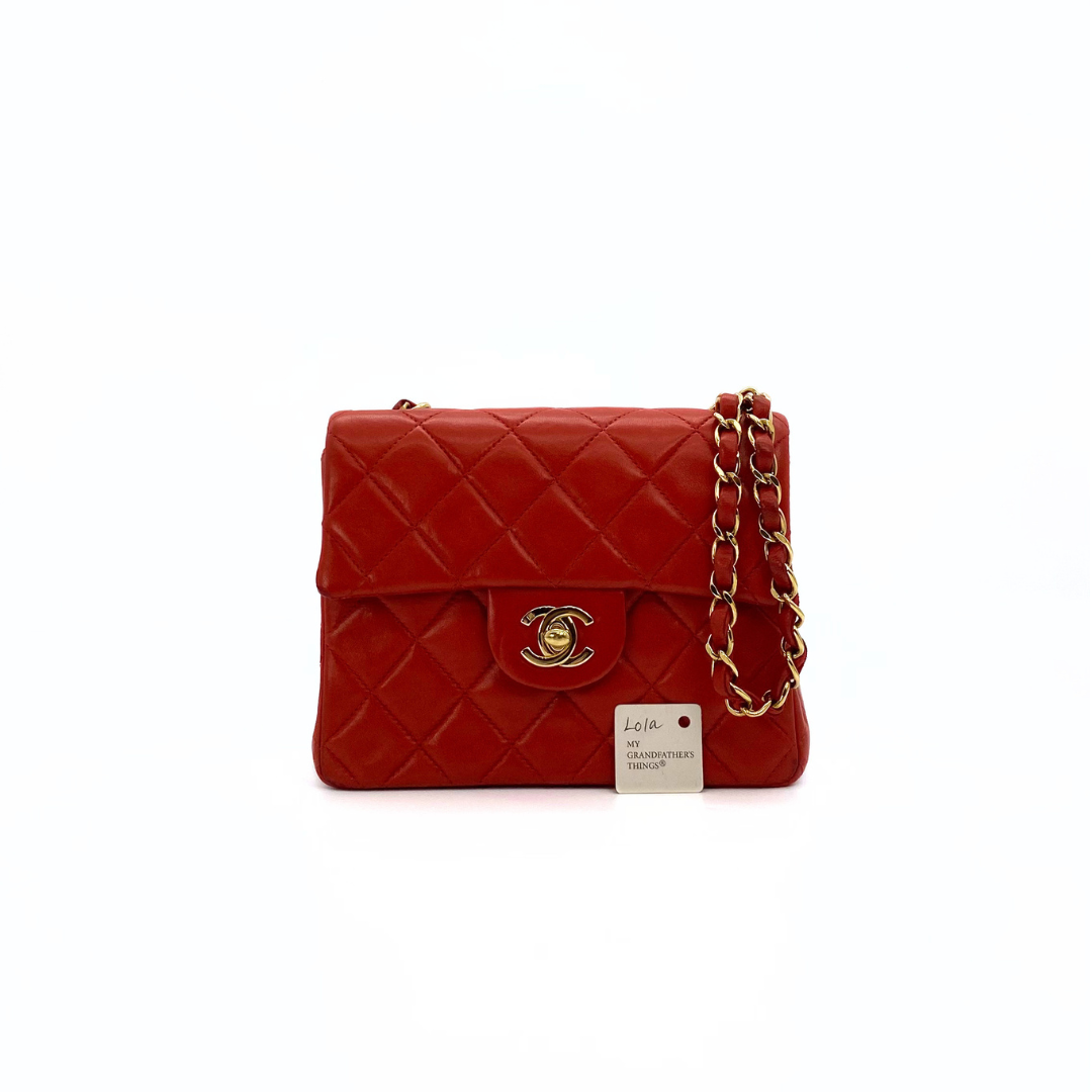 Lola, 6 Series Mini Square 17 Red Lambskin with seal only